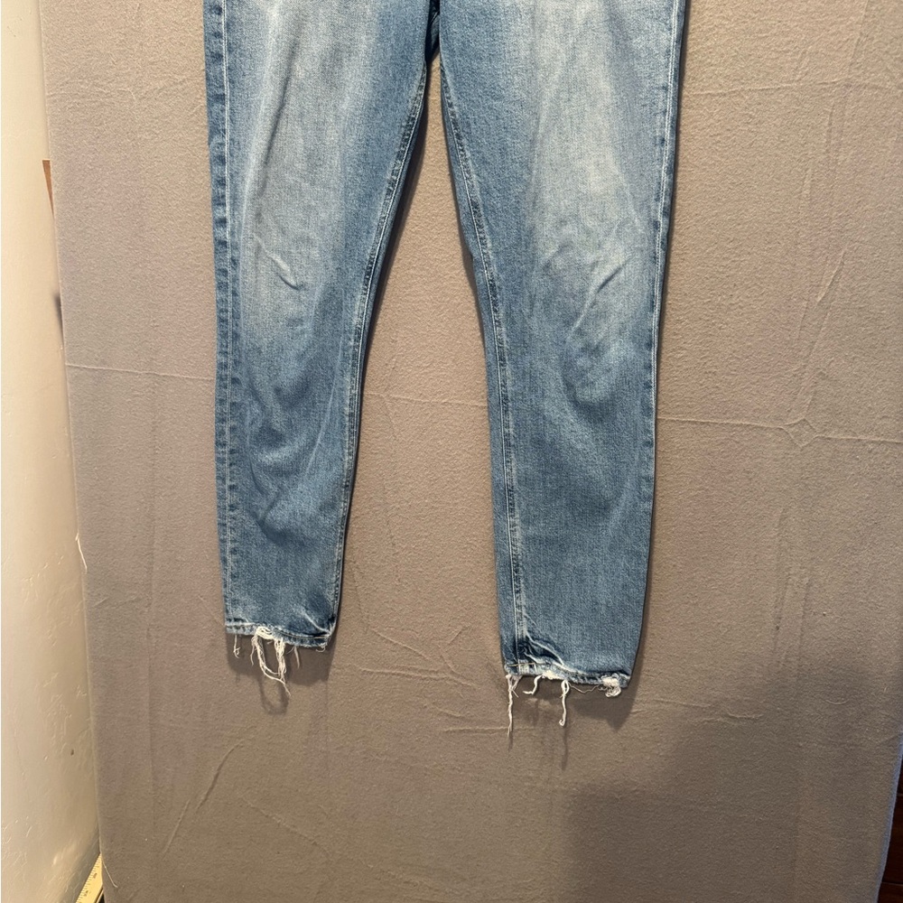 Agolde Light Wash Straight Leg Jeans with Raw Hem - Picture 5 of 8